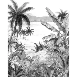 Fotobehang Palm Zwart