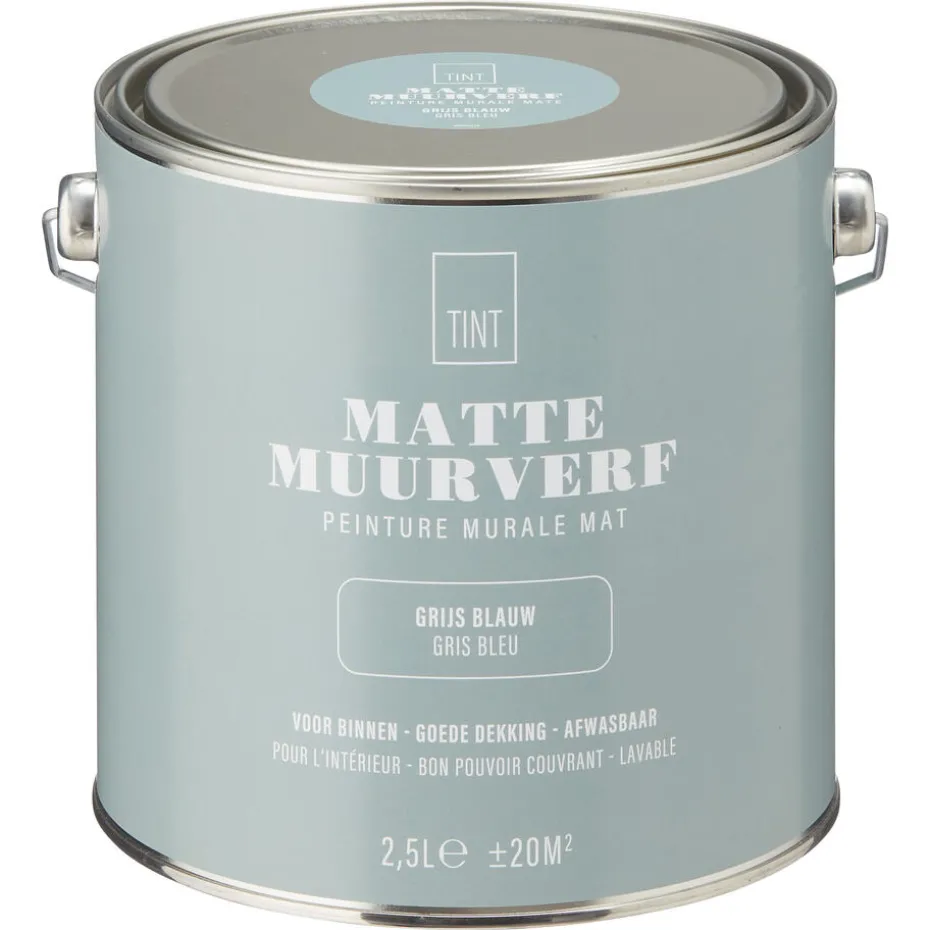 Muurverf Mat Grijs Blauw 2.5 l