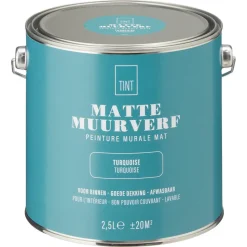 Muurverf Mat Turquoise 2.5 l