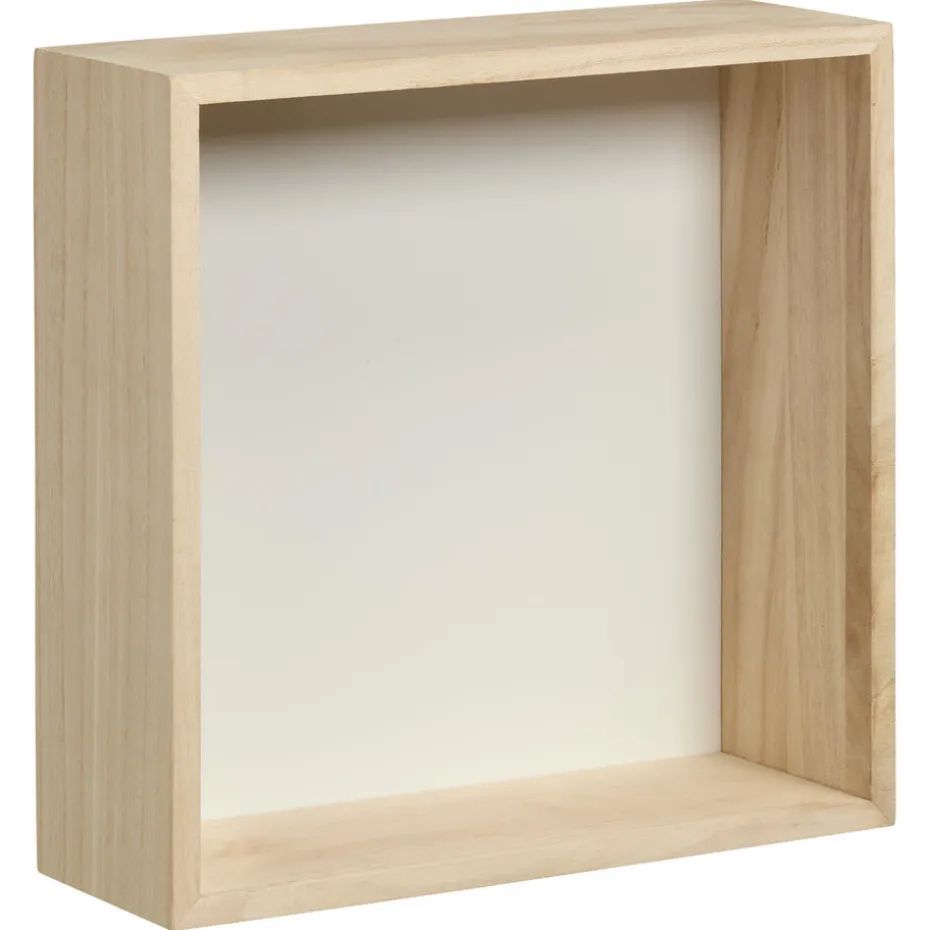 Wanddecoratie Hout Wit Maat M 25x9x25 cm
