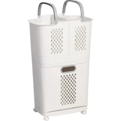 Wasmand 3-Vakken 70 Liter Beige